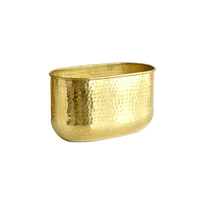 进口美式轻奢黄铜花盆金色法式金属大号花器套盆样板房软装摆件 虎窝淘