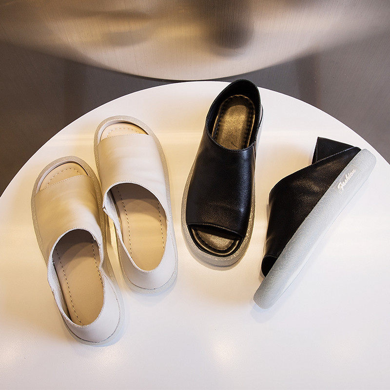 两穿旅游休闲鞋女2025新款韩版舒适软底真皮鱼嘴鞋女平底凉鞋女夏,淘宝优惠券,粉丝福利购,淘宝优惠卷
