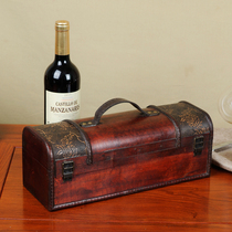 Red Wine Box Packaging Box Upmarket Single Gift Box Wood Wine Double Support Universal Wood Case Leather Case box Custom