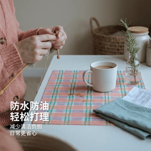餐垫PVC防水防油隔热餐盘垫格纹布艺易清洁家用防烫桌垫餐盘垫 - 图2