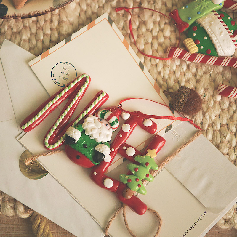 圣诞节可爱PVC英文糖果雪人企鹅圣诞老人挂饰DIY圣诞树装饰小挂件 - 图1