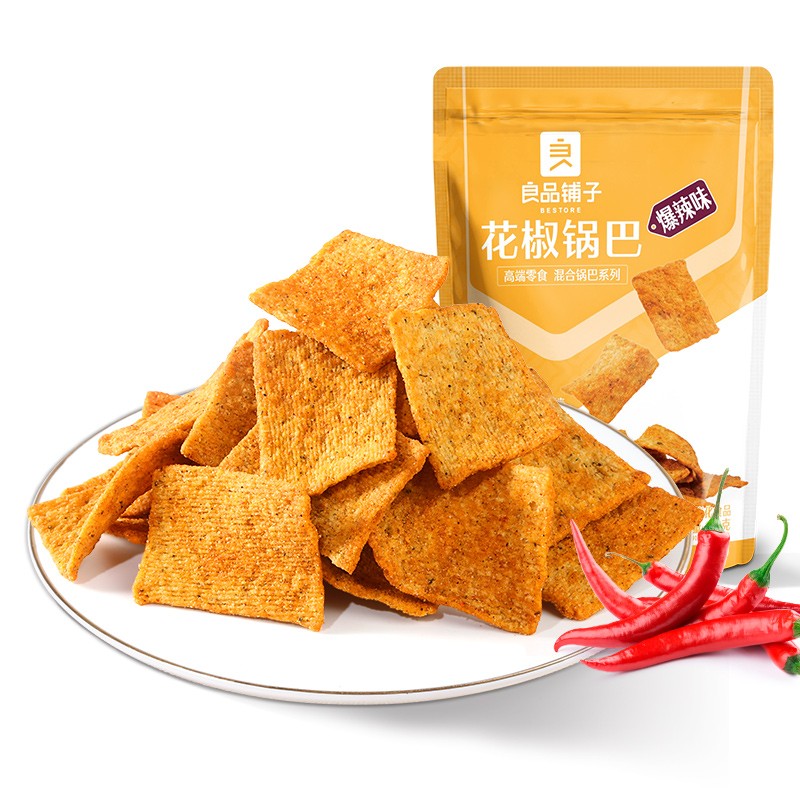 良品铺子花椒锅巴108gx5袋办公室宿舍网红爆辣锅巴解馋休闲小零食 - 图3