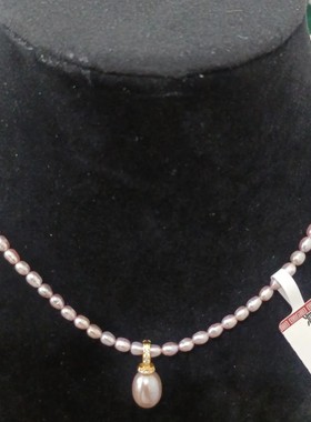 2025秋季爆款紫色爱迪生米珠天然淡水珍珠一款多戴可拆卸吊坠项链