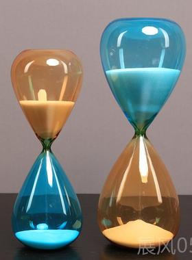 高档北简创意彩色玻沙漏计时器摆件客厅酒柜电欧视柜办公室装约饰