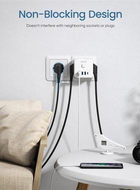 LENCENT EU Plug Power Strip with  3 AC Outlets +3 USB