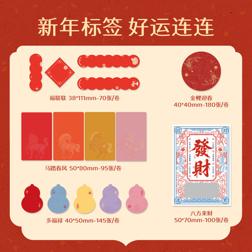 精臣B21pro/B21/B1/D1102026新年标签不干胶贴纸新款马年春联喜庆封口贴春节祝福语装饰手帐niimbot臣小印 - 图1