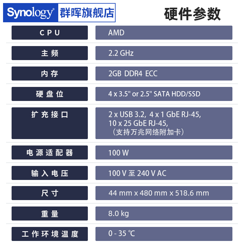 【企业级高性能】Snology群晖 RS822RP+ 4盘位 1U机架式高效能 NAS主机储存器文件服务器企业共享云盘服务器 - 图2