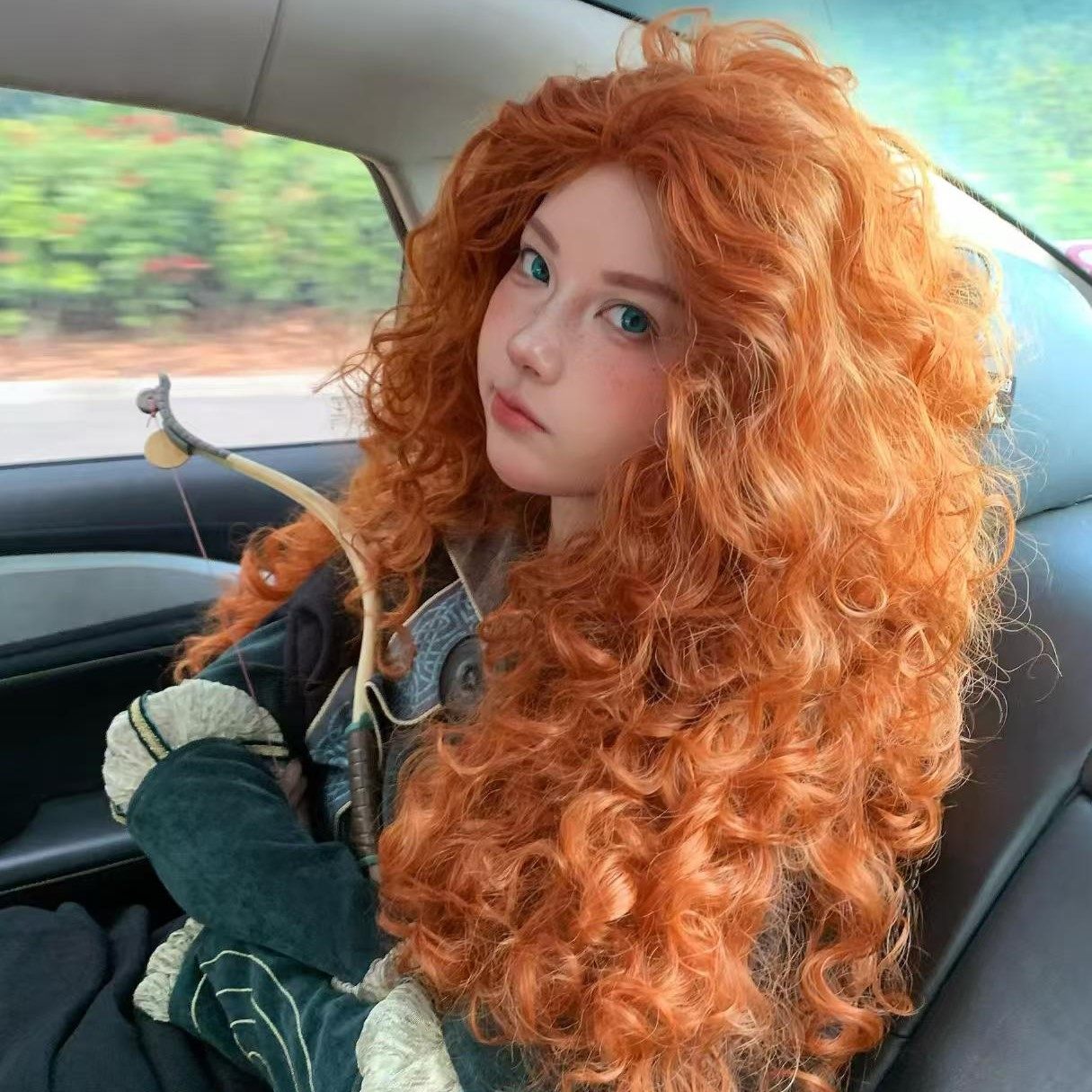 梅莉达公主cos假发女橘色羊毛卷长发勇敢传说毛胚万用毛整顶头套,淘宝优惠券,粉丝福利购,淘宝优惠卷