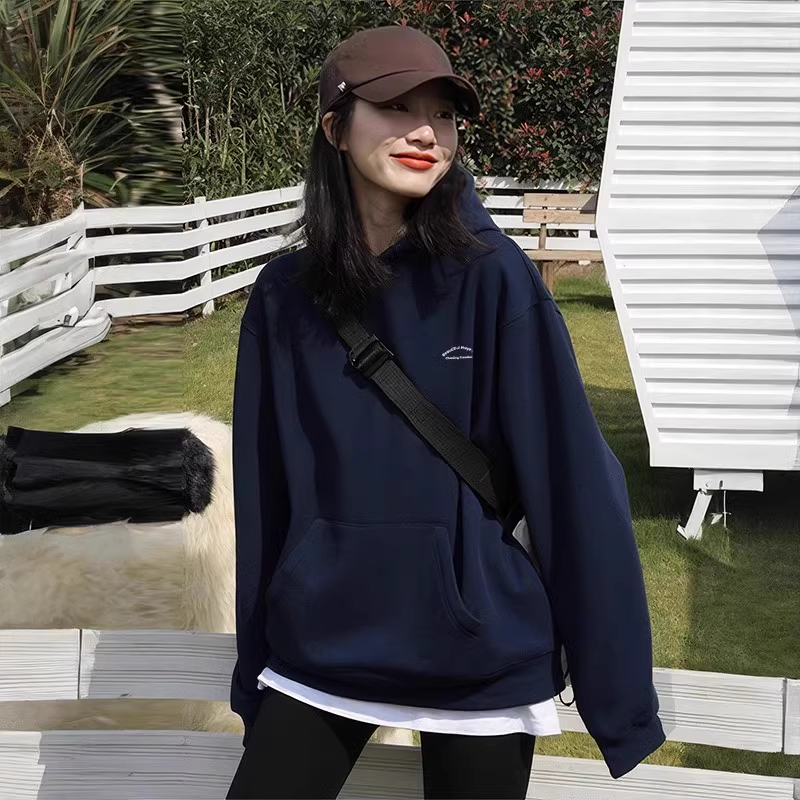 连帽卫衣女2025秋冬季小个子加绒加厚上衣美式复古潮牌高级感外套 - 图3