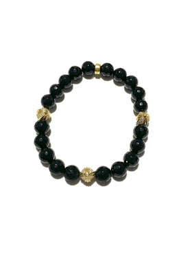 匠银JY 925纯银镀22k金带钻金钻镶钻鸢尾花8MM镀金高街手链