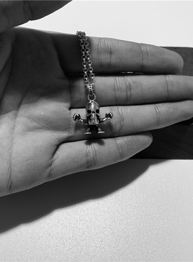 匠银JY 925纯银骷髅小怪兽FOIT小号圆珠链银饰情侣吊坠项链