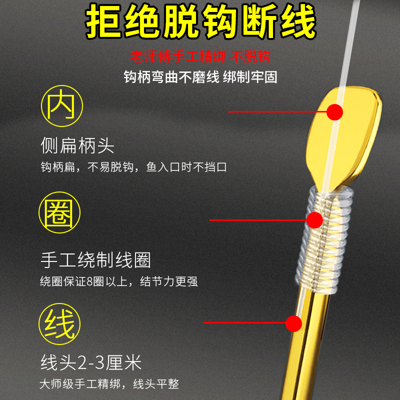 进口东丽短子线双钩成品金袖金海夕伊豆套装野钓鲫鱼鱼钩绑好正品 - 图1