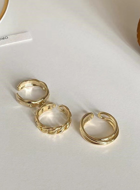 半熟男女董洁曾诚同款戒指双层叠戴高级感百搭开口可调节指圈指环