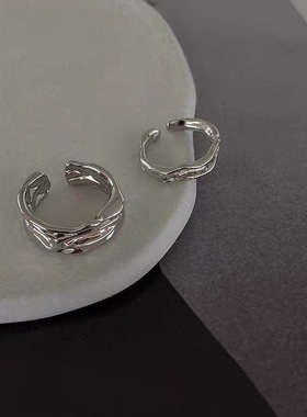 蔷薇风暴高叶江一笛同款戒指银色高级感百搭气质简约叠戴开口指环