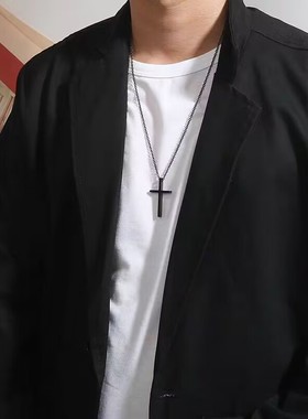 与恶魔有约宋江郑具元同款项链十字架黑色2023新款时尚大方颈链男