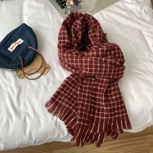 丁程鑫同款红色格子围巾新年红圣诞礼物保暖加厚围脖2026新款百搭 - 图3