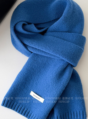 100%澳洲纯羊毛女静谧高级冰川蓝色系围巾秋冬保暖针织百搭女围脖