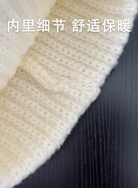 白色宽松不勒头毛线帽子女男大头围显脸小保暖针织帽韩版百搭冷帽