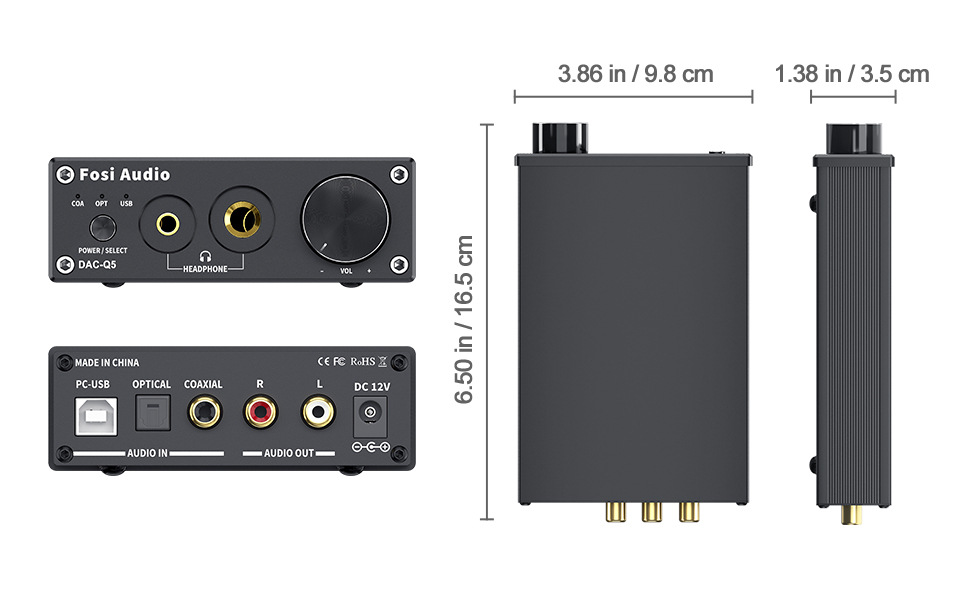 FosiAudio Q5发烧hifi无损数字解码器DAC耳放9018光纤同轴USB声卡 - 图2