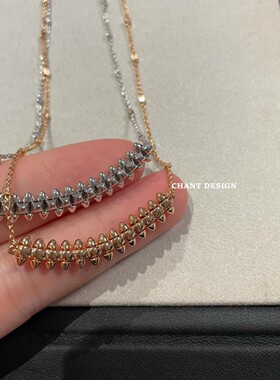 18K玫瑰金铆钉锁骨链男女礼物