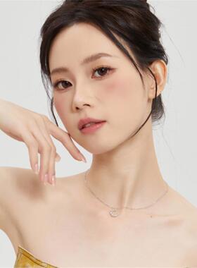 造梦纯银月牙水晶闪钻锁骨链