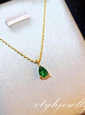 绿酒18K金沙弗莱祖母绿锁骨链