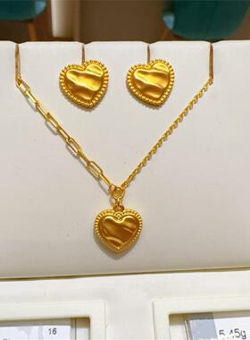 18K金流金岁月流沙爱心项链女