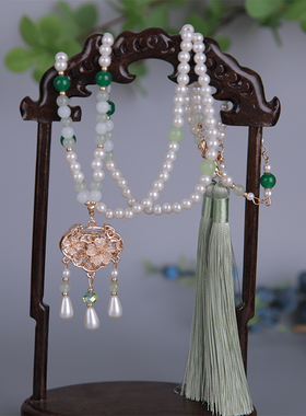 国风平安锁项圈古风汉服旗袍长款明制流苏璎珞压襟民族风项链