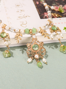 搭配唐装新中式琉璃项圈仿珍珠