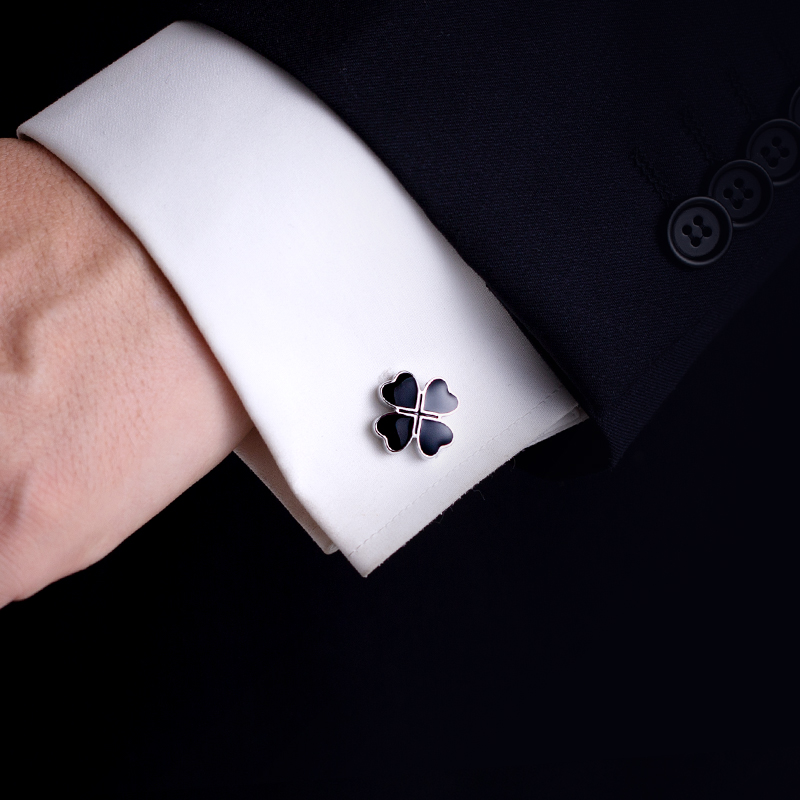 幸运四叶草袖口扣衬衫袖扣男士衬衣袖钉法式袖口钉定制 Cufflinks - 图0