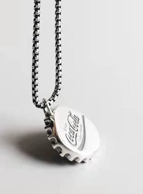 可乐盖项链潮ins嘻哈轻奢小众简约秋冬长款吊坠毛衣链配饰