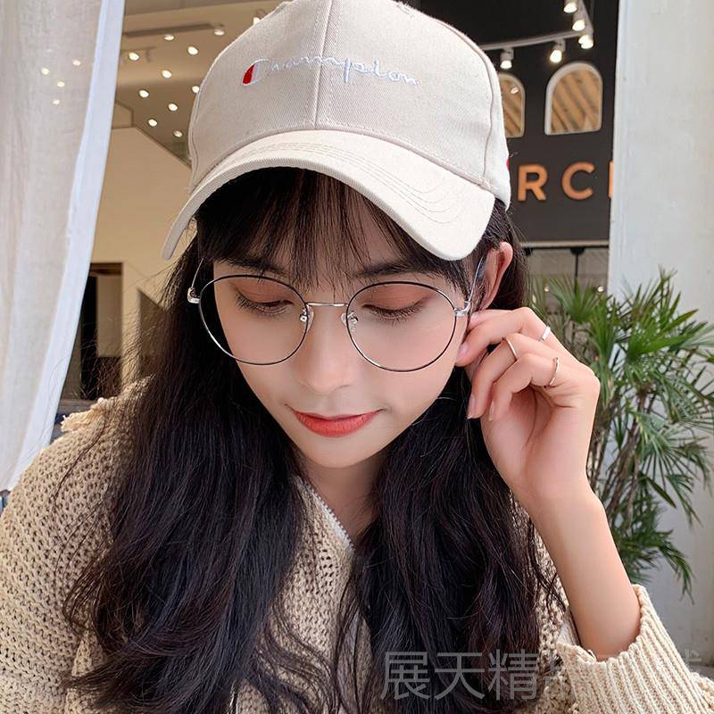 Genuine anti-blue radiation glasses for women and men, light-changing color protection, round frame, eye protection, unlimited number, flat light, trendy light Korean version
