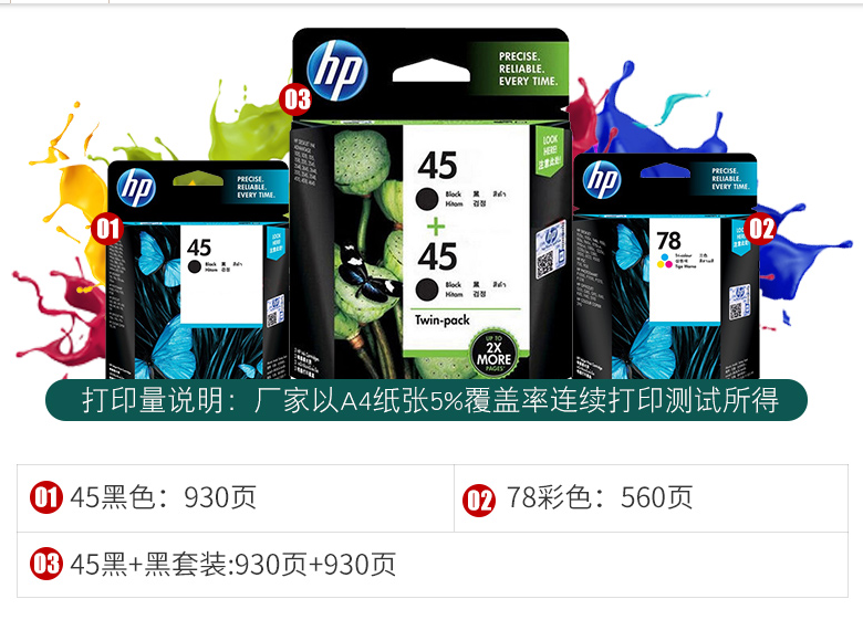 惠普原装HP45进口油性墨盒CAD服装绘图仪喷码机HP1180 1280打印机-图2