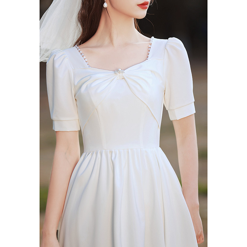 白色小礼服法式轻婚纱约会夏连衣裙 菲麦司礼服/晚装