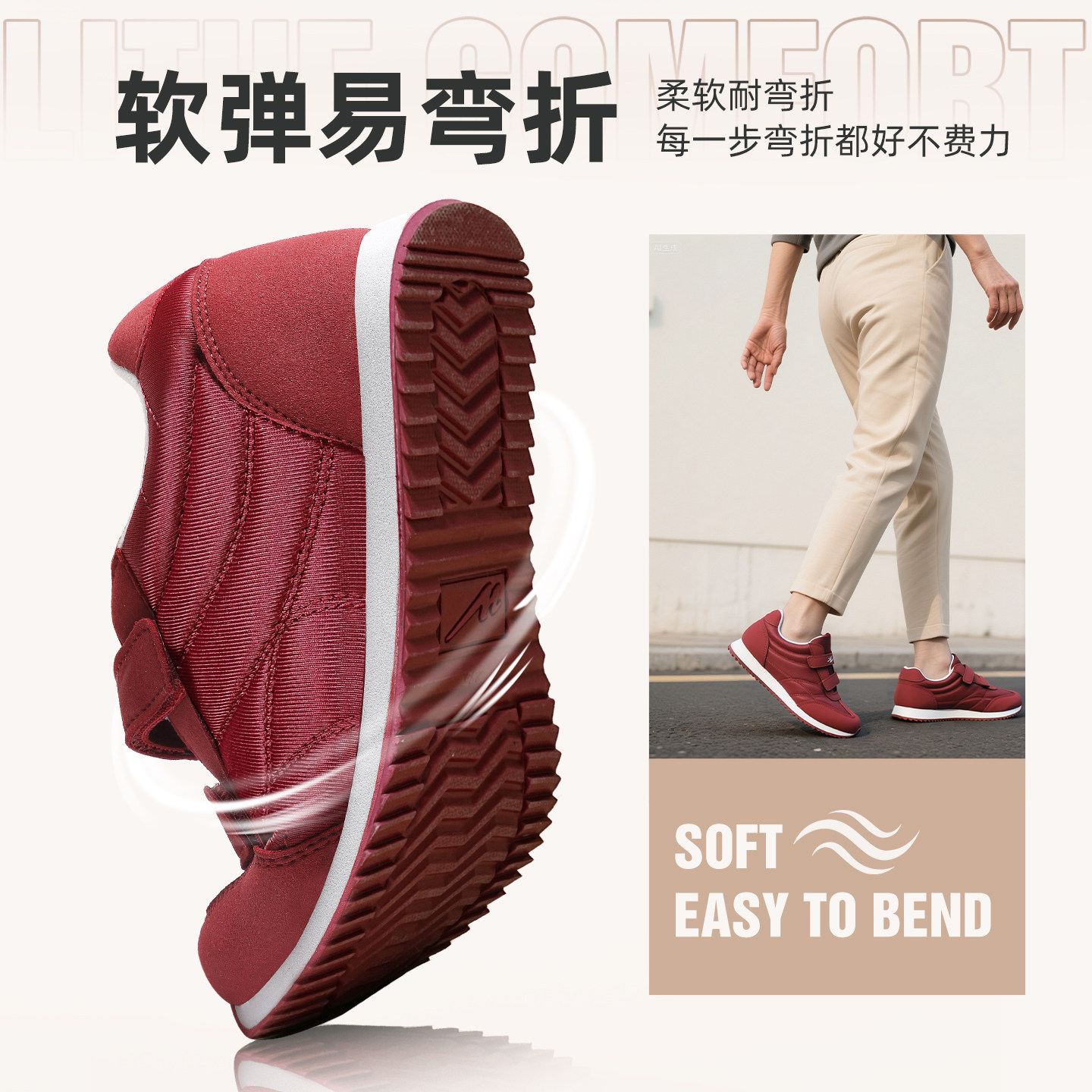 双星老人鞋女新款轻便防滑健步休闲鞋中老年舒适不累脚妈妈运动鞋,淘宝优惠券,粉丝福利购,淘宝优惠卷