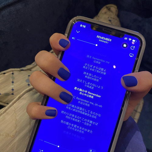 穿戴甲新款克莱因蓝美甲贴片显白高级感蓝色磨砂渐变纯色单色极简 - 图2