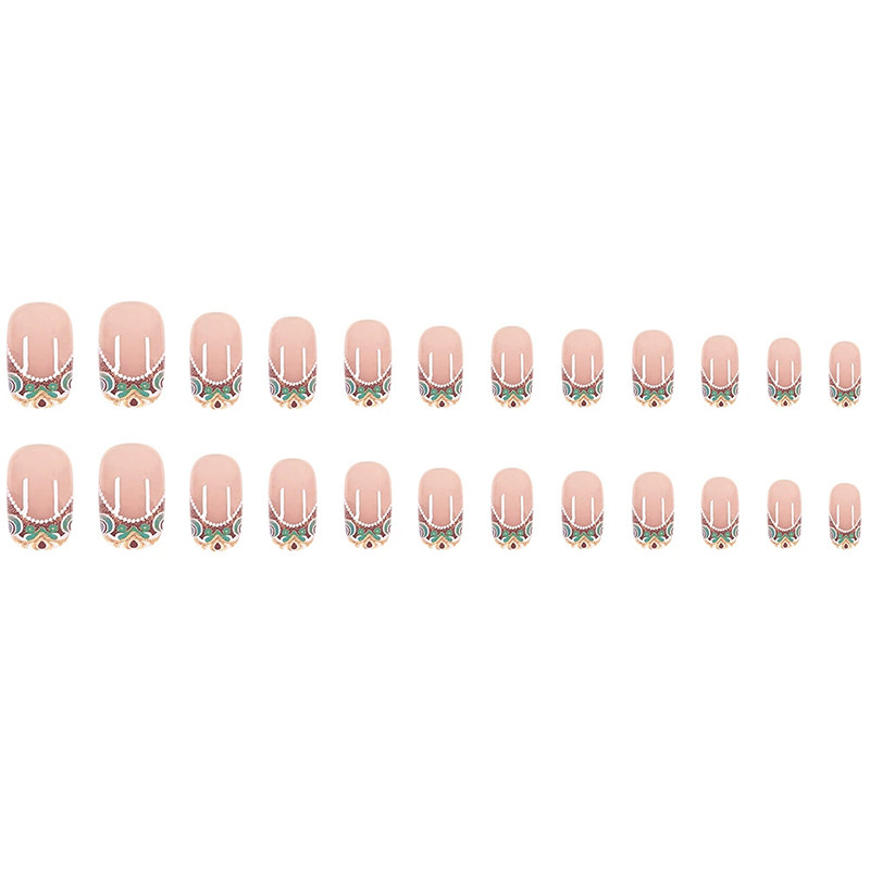 穿戴甲新款小众法式新中式国风复古波西米亚古风裸色美甲贴片成品,淘宝优惠券,粉丝福利购,淘宝优惠卷