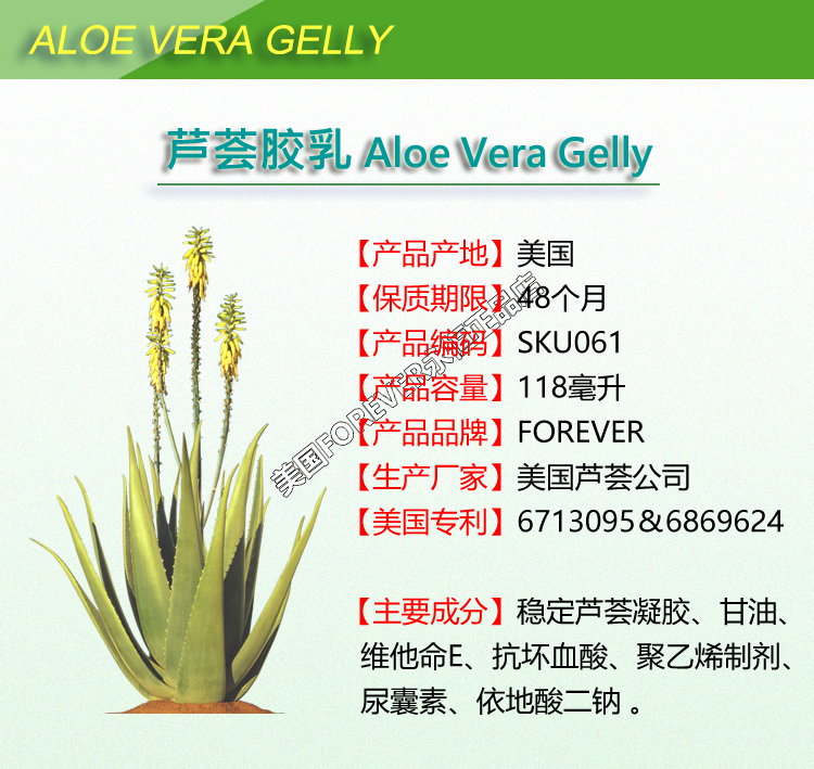 061美国Forever Aloe Vera Gelly永恒芦荟胶乳/芦荟润肤啫喱保湿 - 图2