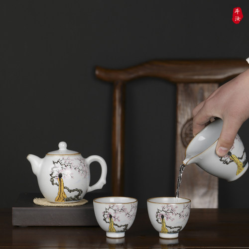 手绘仕女汝窑主人杯景德镇中式复古茶杯纯手工品茗杯高端陶瓷单杯 - 图1