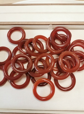 天然红玛瑙吊坠配饰挂坠戒指玉髓指环扳指男女款玉石饰品DIY