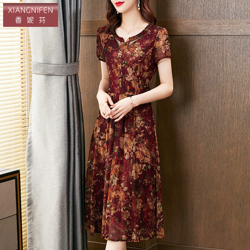 香妮芬高端奢华大牌中年洋气连衣裙 香妮芬连衣裙