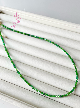原创设计秋冬新品锁骨链翠绿色极细显白刻面锆石施家超闪短款项链