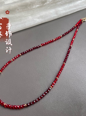 当季新款锁骨链红色安克拉深红渐变色女款项链小红书热门明星同款