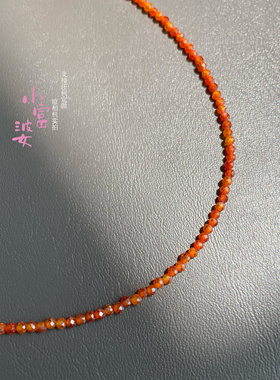 国风炫彩新中式名族风闪亮橙红色刻面锆石锁骨链女款气质项链米珠