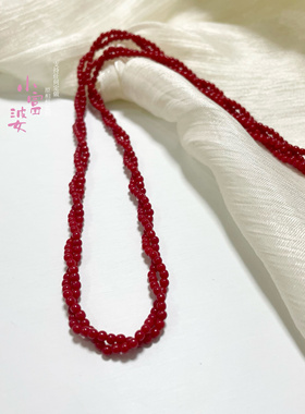 柿子红满肉色小米珠串珠项链麻花链叠戴小众百搭轻奢高级感锁骨女