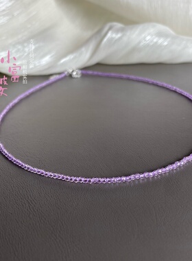 超白仙女紫 极细2mm紫色尖晶刻面锁骨链夏百搭梦幻紫罗兰色项链