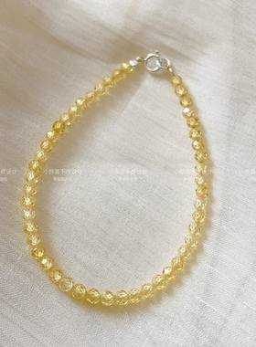 那么闪 巨显白奥地利水晶天然黄色锆石刻面超闪手链 瘦小精致女款