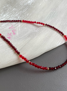 当季新款锁骨链红色安克拉深红渐变色女款项链小红书热门明星同款