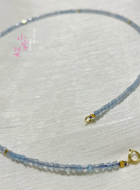 冰透方糖锁骨链银镀金天然海蓝宝锁骨链闭口环无尾链女款轻奢挂绳