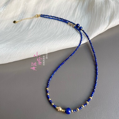 天然青金石项链女款手作汉服搭服装锁骨链高级感颈链配饰2025新款